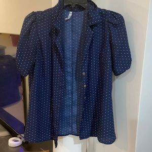 Really pretty blue polka dot work shirt